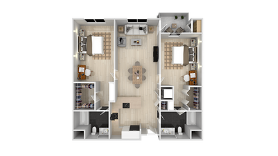 2 Bedroom 2 Bath 322 322 floor plan